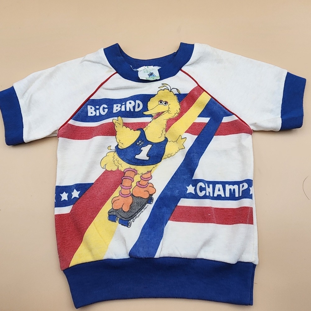 Sesame Street Muppets Big Bird Vintage Toddlers Shirt JC Penny 3T Skateboard